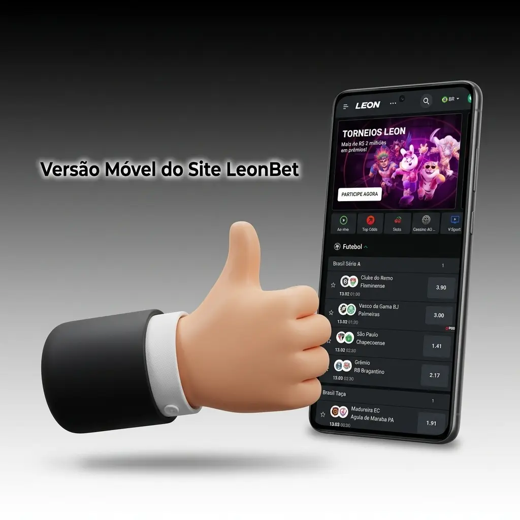 Site móvel LeonBet aberto no navegador de smartphone com apostas esportivas e cassino disponíveis