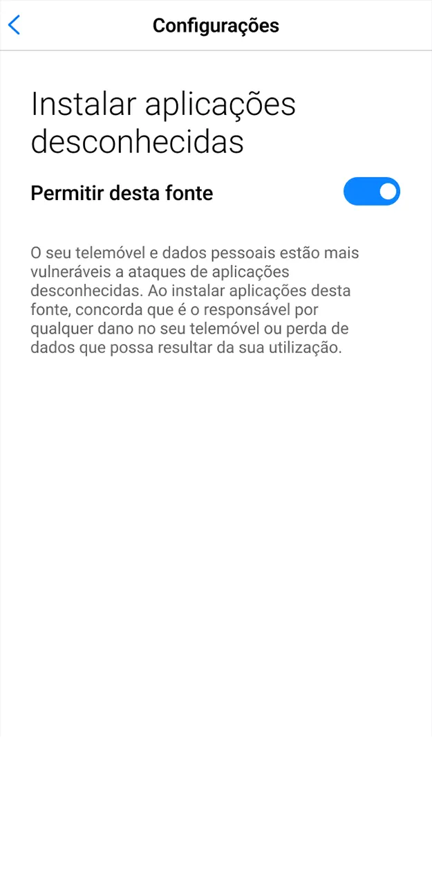 Acesse as configurações de segurança do seu smartphone e permita fontes desconhecidas para a LeonBet.