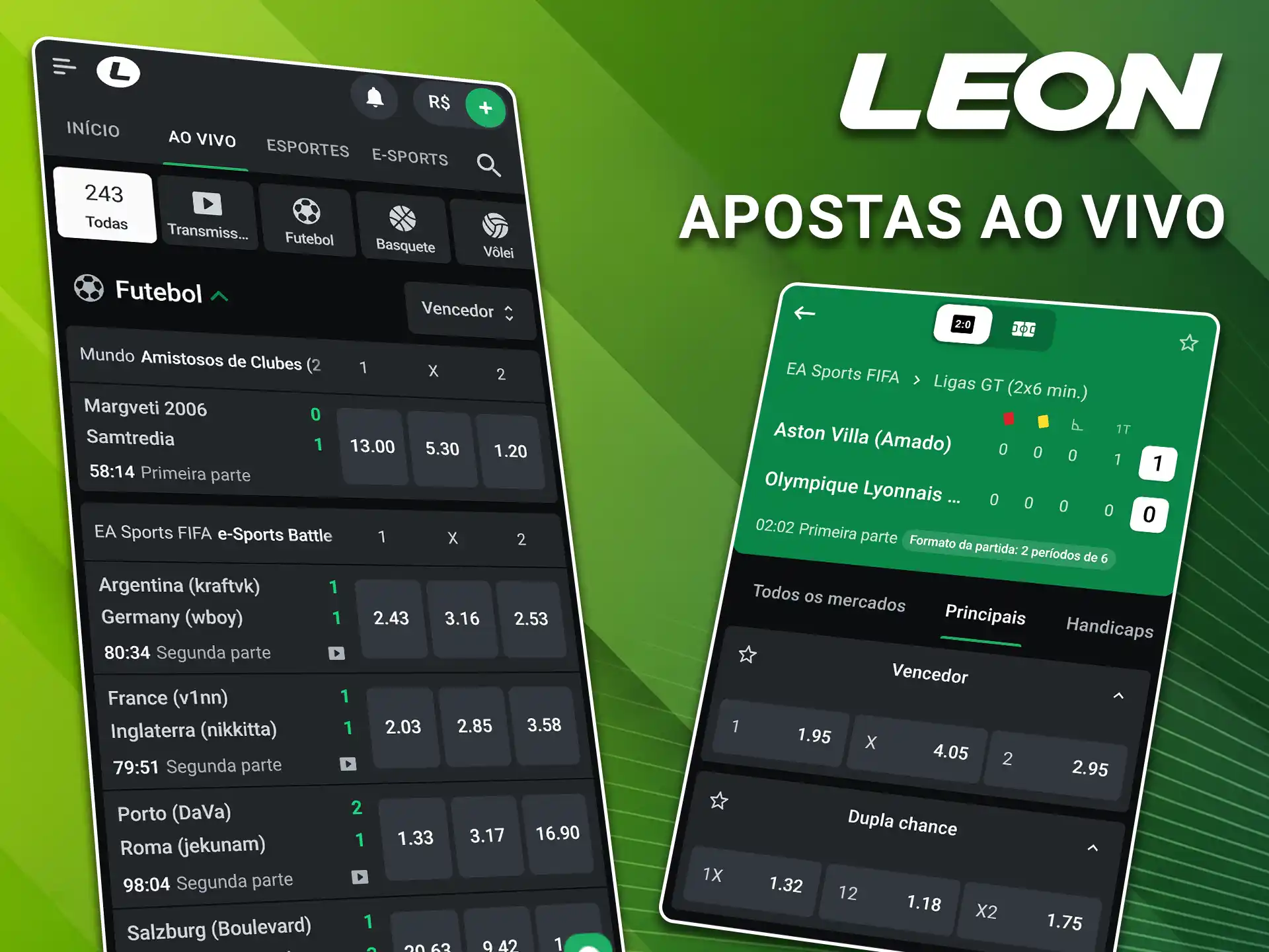 Acompanhe os jogos em tempo real utilizando os recursos exclusivos para apostas ao vivo na LeonBet.