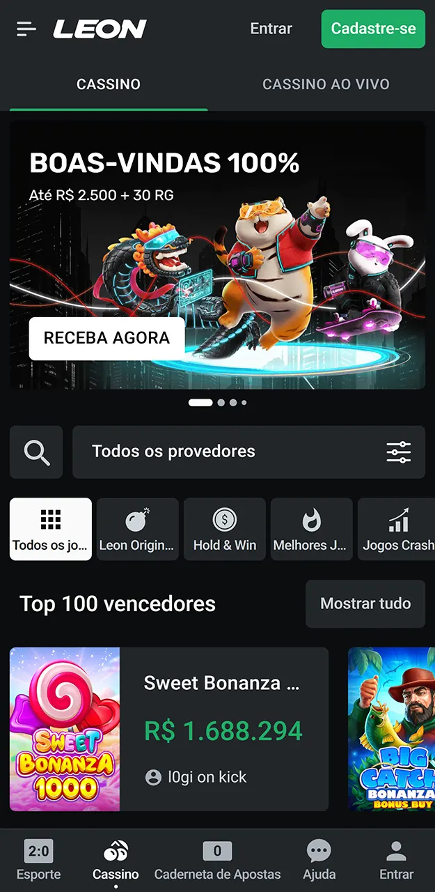 Jogue seus jogos de cassino favoritos no aplicativo LeonBet.