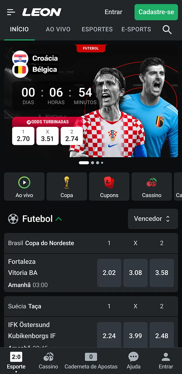 Baixe o prático aplicativo LeonBet para Android ou iOS.