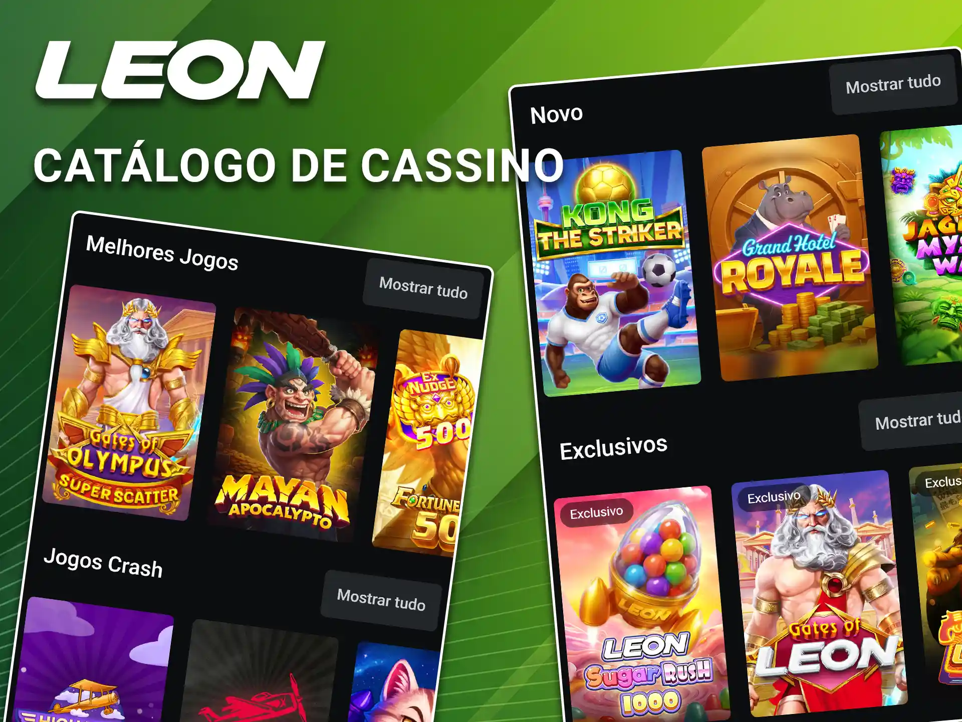 Jogue os melhores jogos de cassino no aplicativo LeonBet.