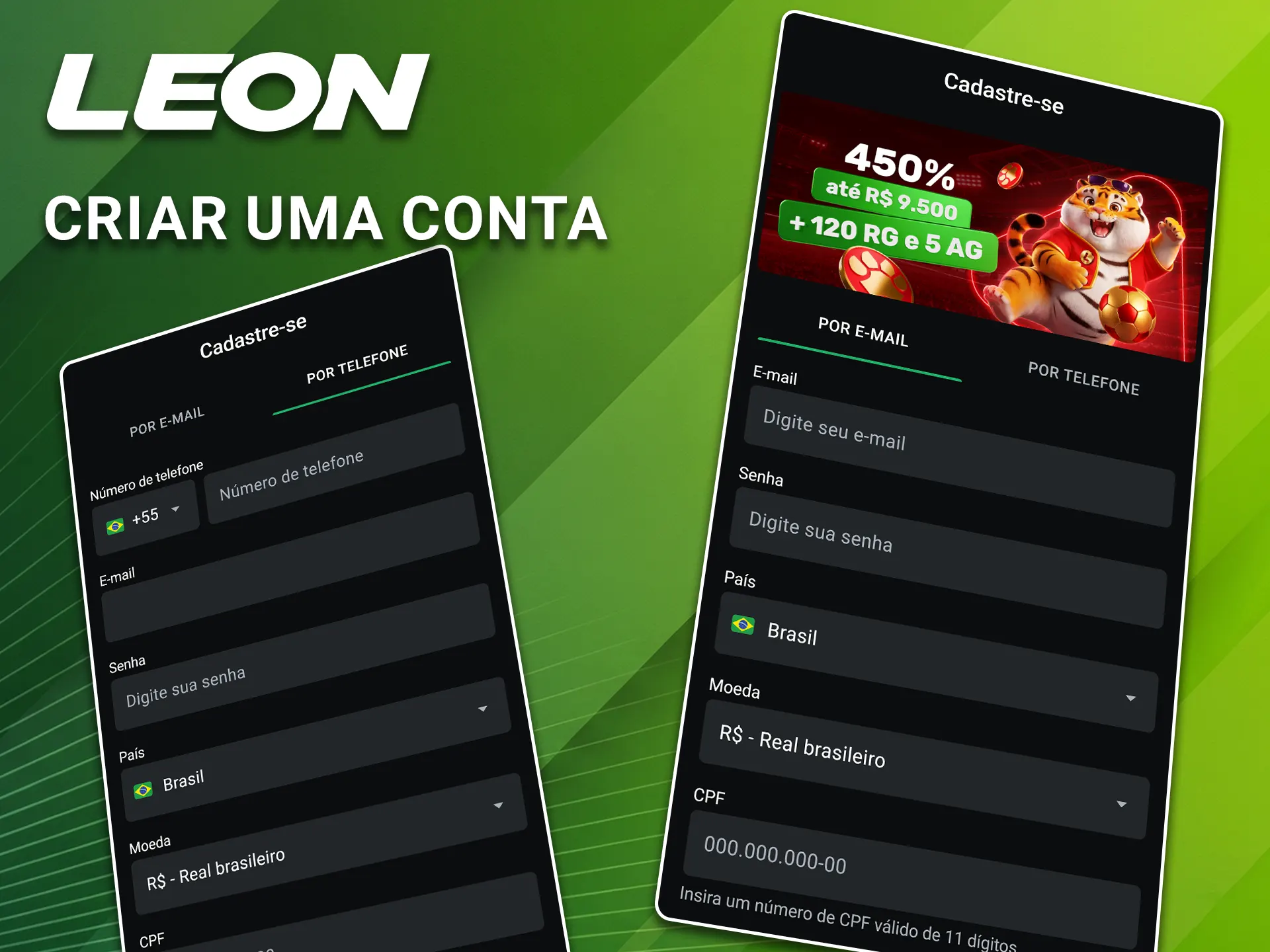 Siga o passo a passo simplificado para aprender como criar uma conta pelo aplicativo LeonBet.