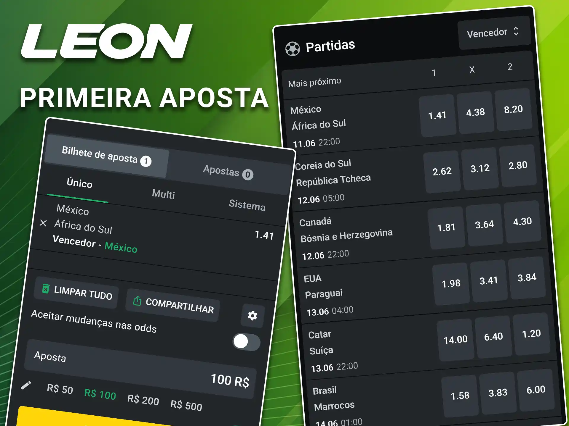 Selecione uma modalidade esportiva e registre sua primeira aposta pelo celular de forma rápida na LeonBet.