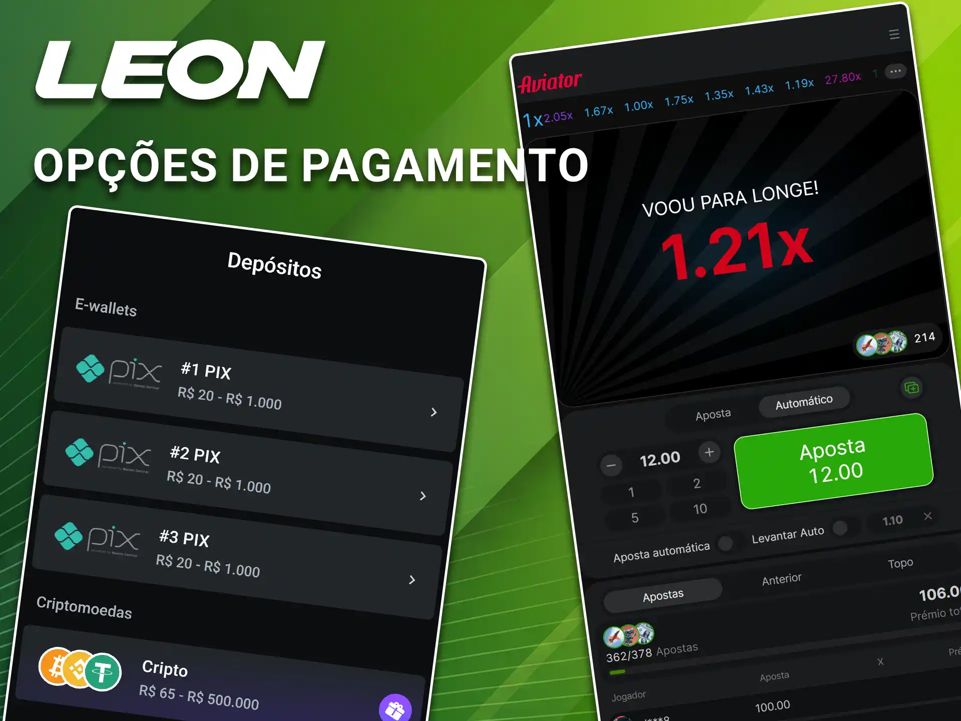 Confira as opções de pagamento para começar a jogar Aviator na LeonBet.