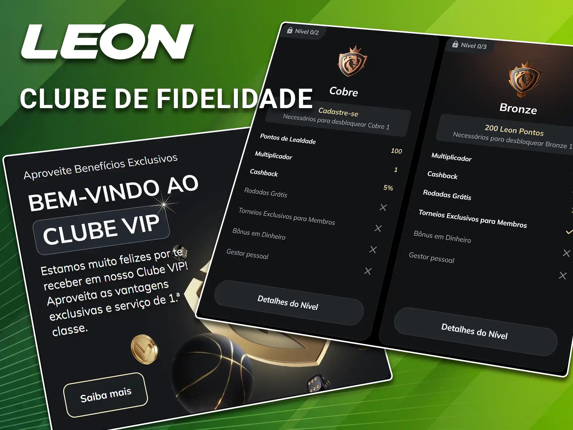 Suba de nível e ganhe prêmios participando do clube de fidelidade e acúmulo de pontos na LeonBet.