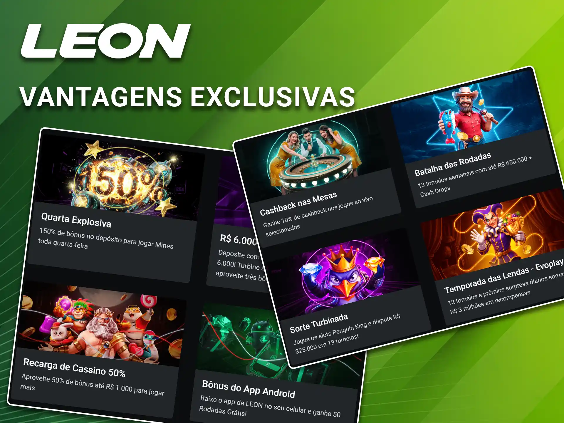 Explore as ofertas de jogos para aproveitar as vantagens exclusivas do cassino na LeonBet.