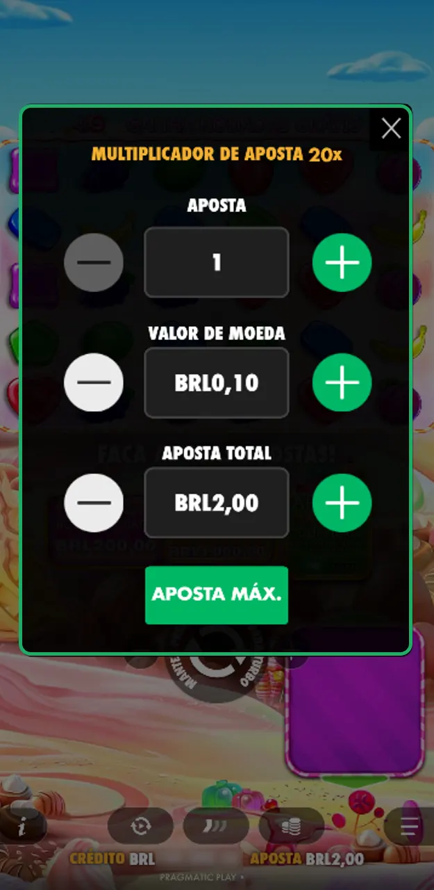 Ajuste os controles no painel inferior do slot e defina o valor da aposta na LeonBet.