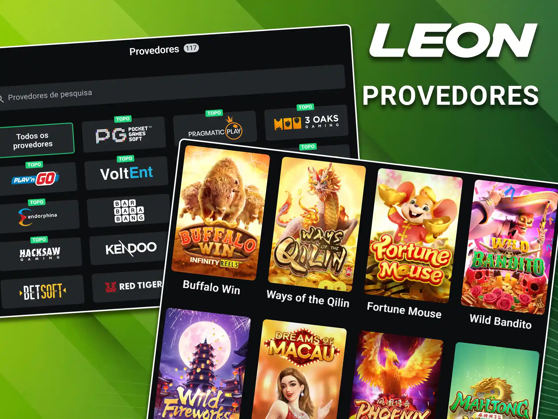 Conheça os melhores fornecedores de jogos de cassino na LeonBet.