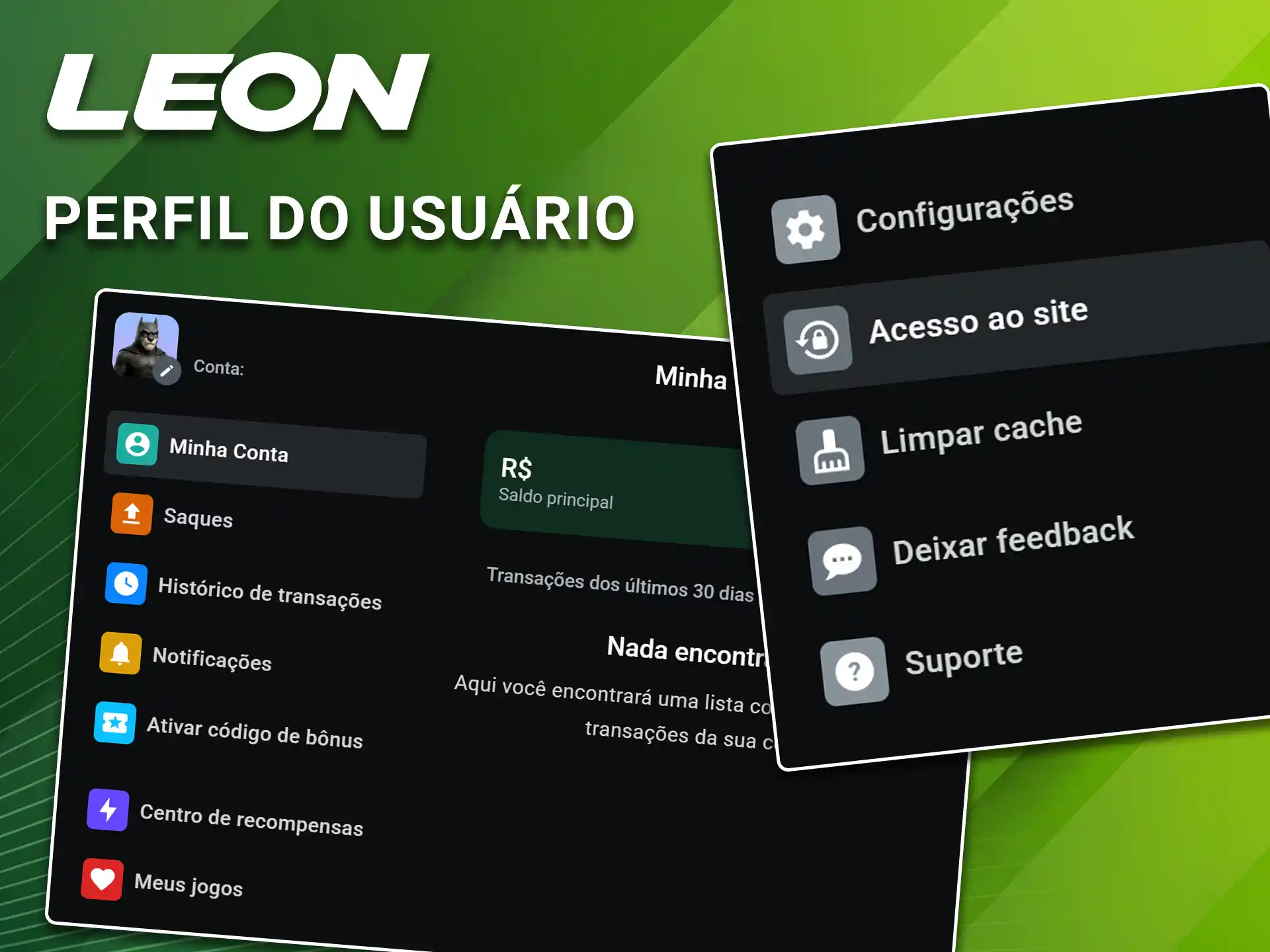 Digite o seu nome de usuário e chave de segurança para garantir o acesso ao perfil de usuário na LeonBet.