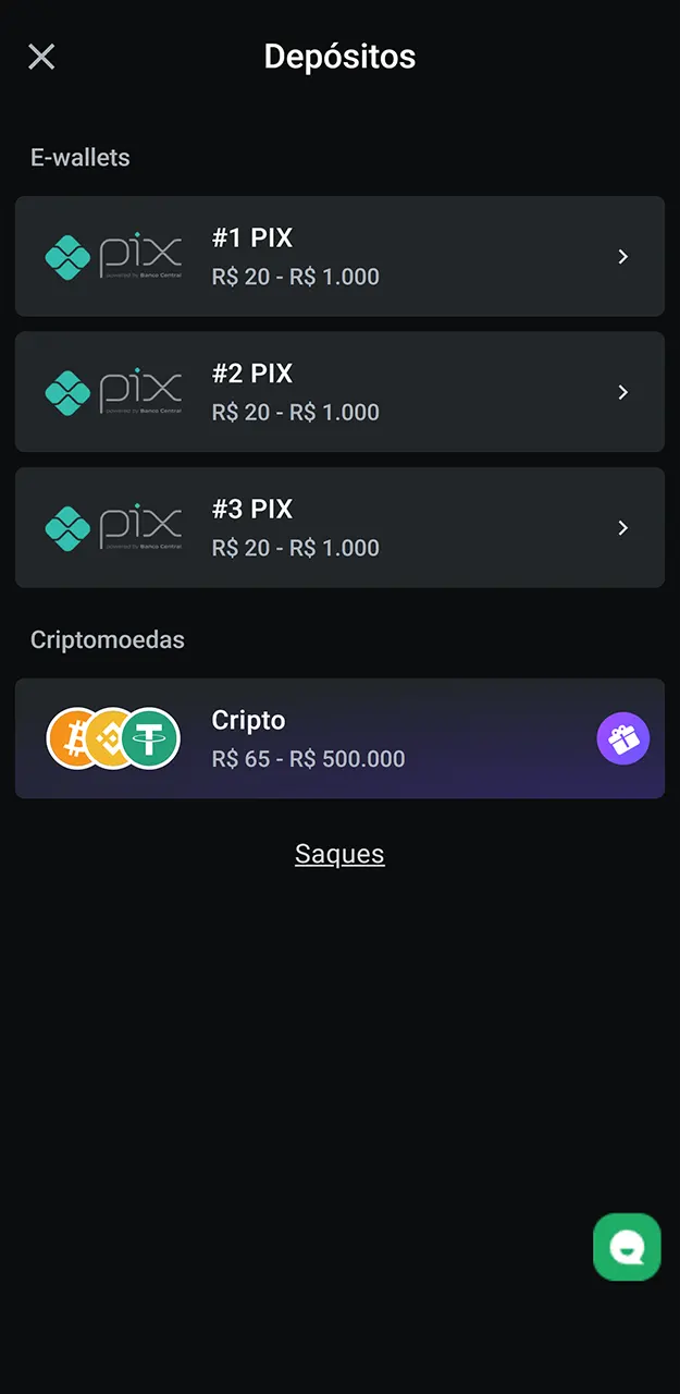 Abra o caixa do site e selecione a forma de depósito mais conveniente na LeonBet.