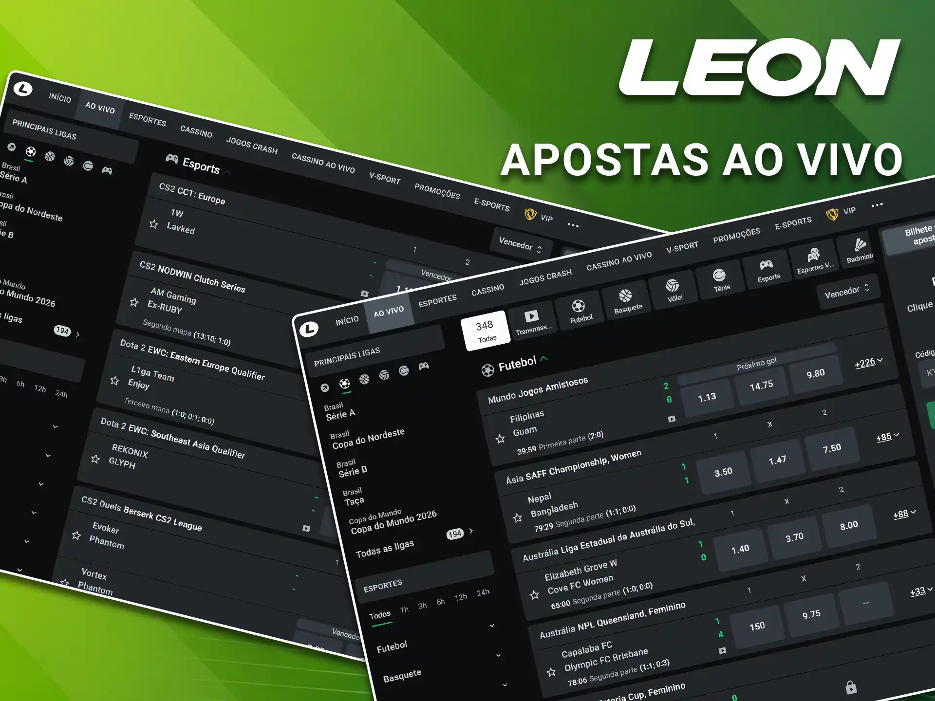 Monitore as estatísticas em tempo real para ter uma ação imediata nas apostas ao vivo na LeonBet.