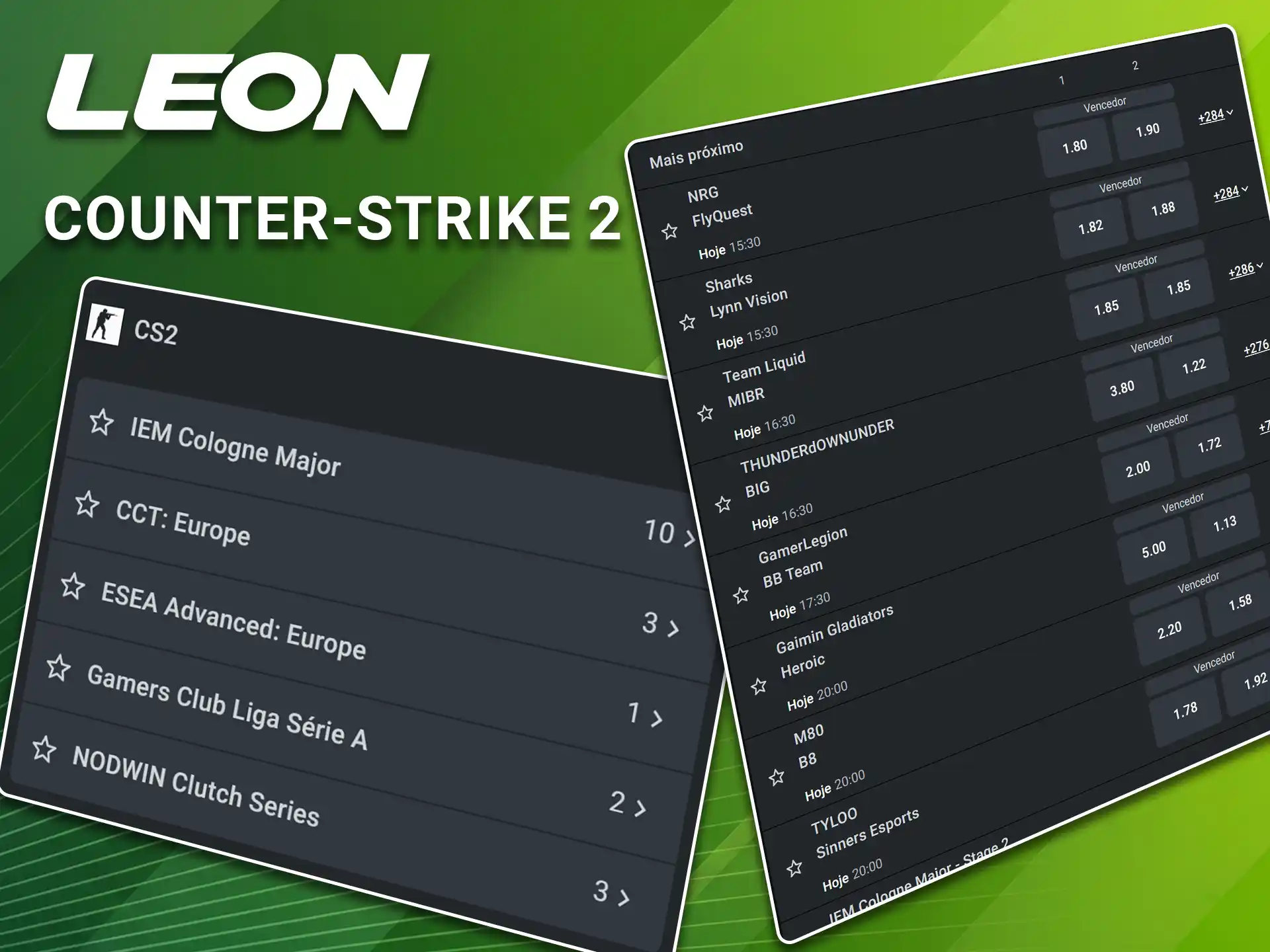 Apoie as melhores equipes do mundo apostando em torneios de Counter-Strike 2 na LeonBet.