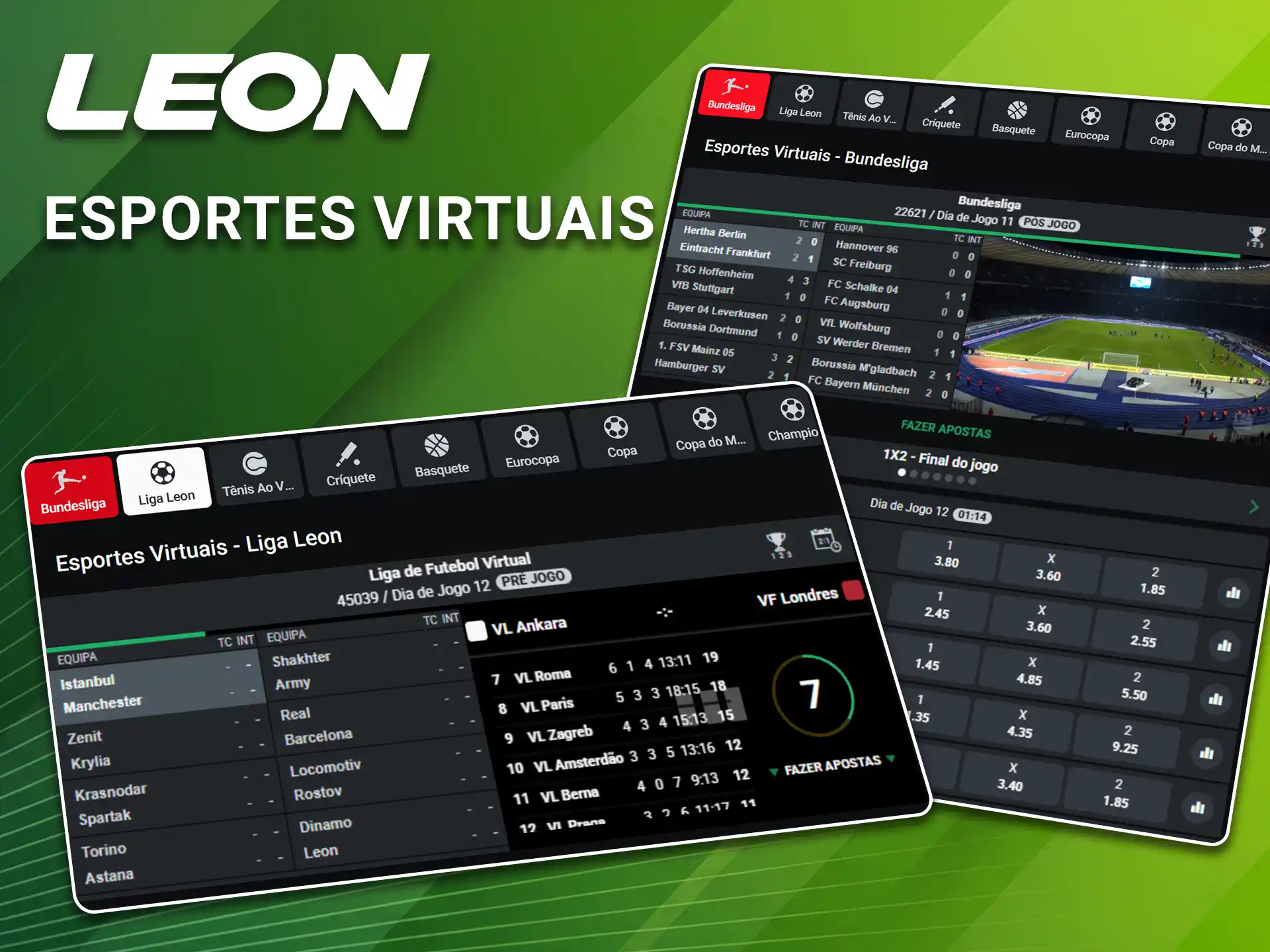 Aproveite a grande variedade de apostas em esportes virtuais na LeonBet.