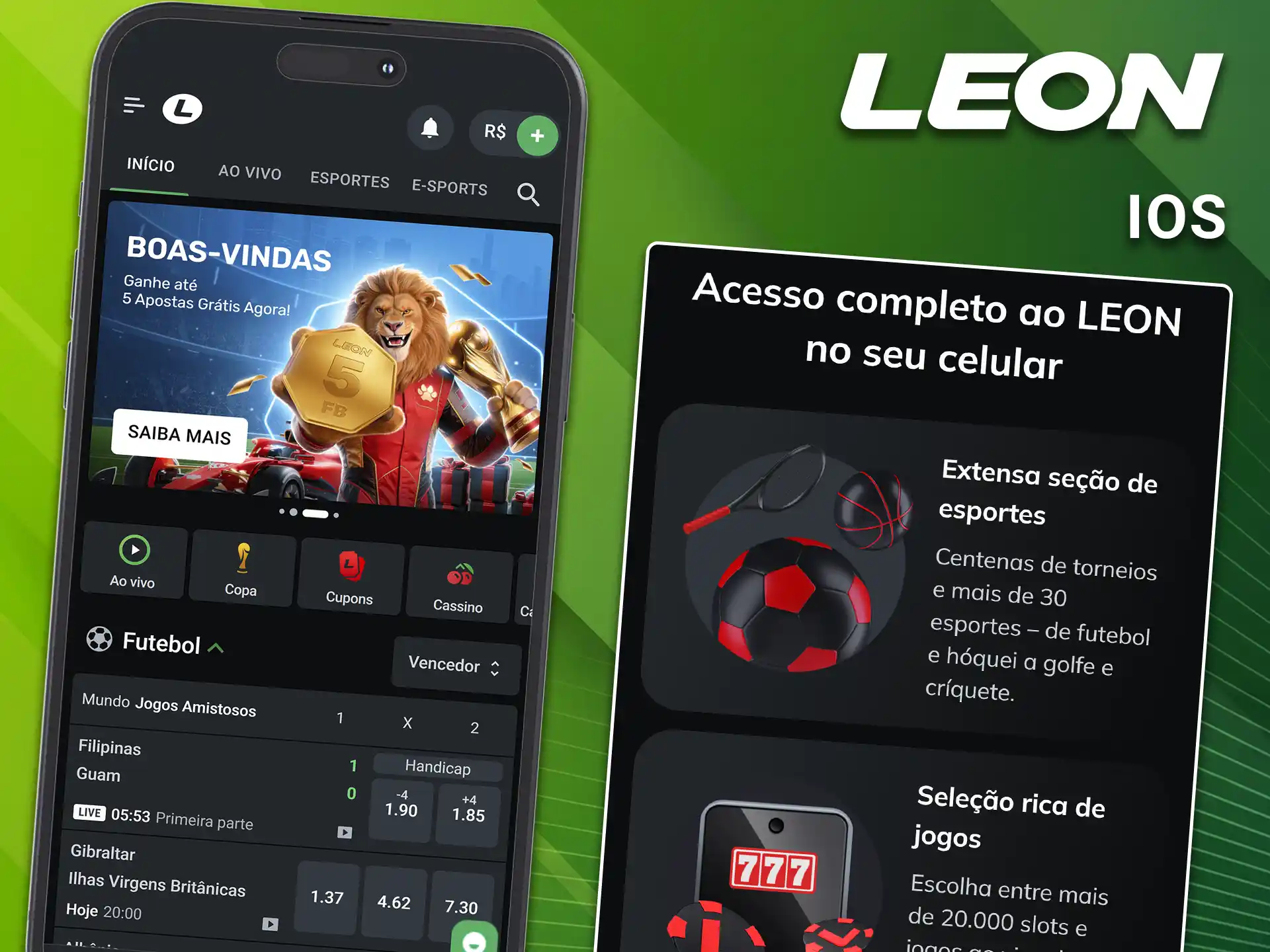Baixe o aplicativo para dispositivos iOS no LeonBet.