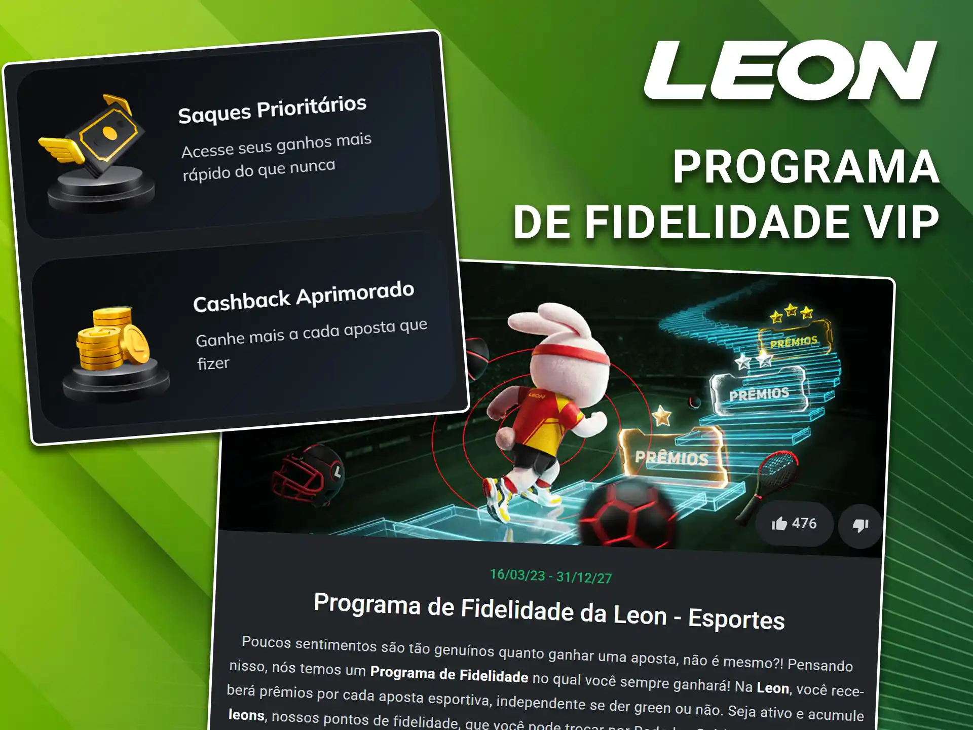 Acumule pontos exclusivos para subir de nível no programa de fidelidade VIP da LeonBet.