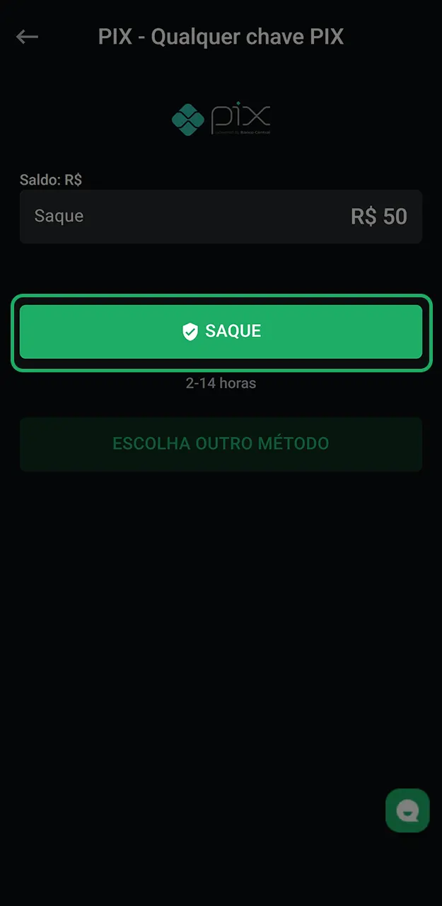 Clique no botão final de validação e envie a solicitação de pagamento na LeonBet.