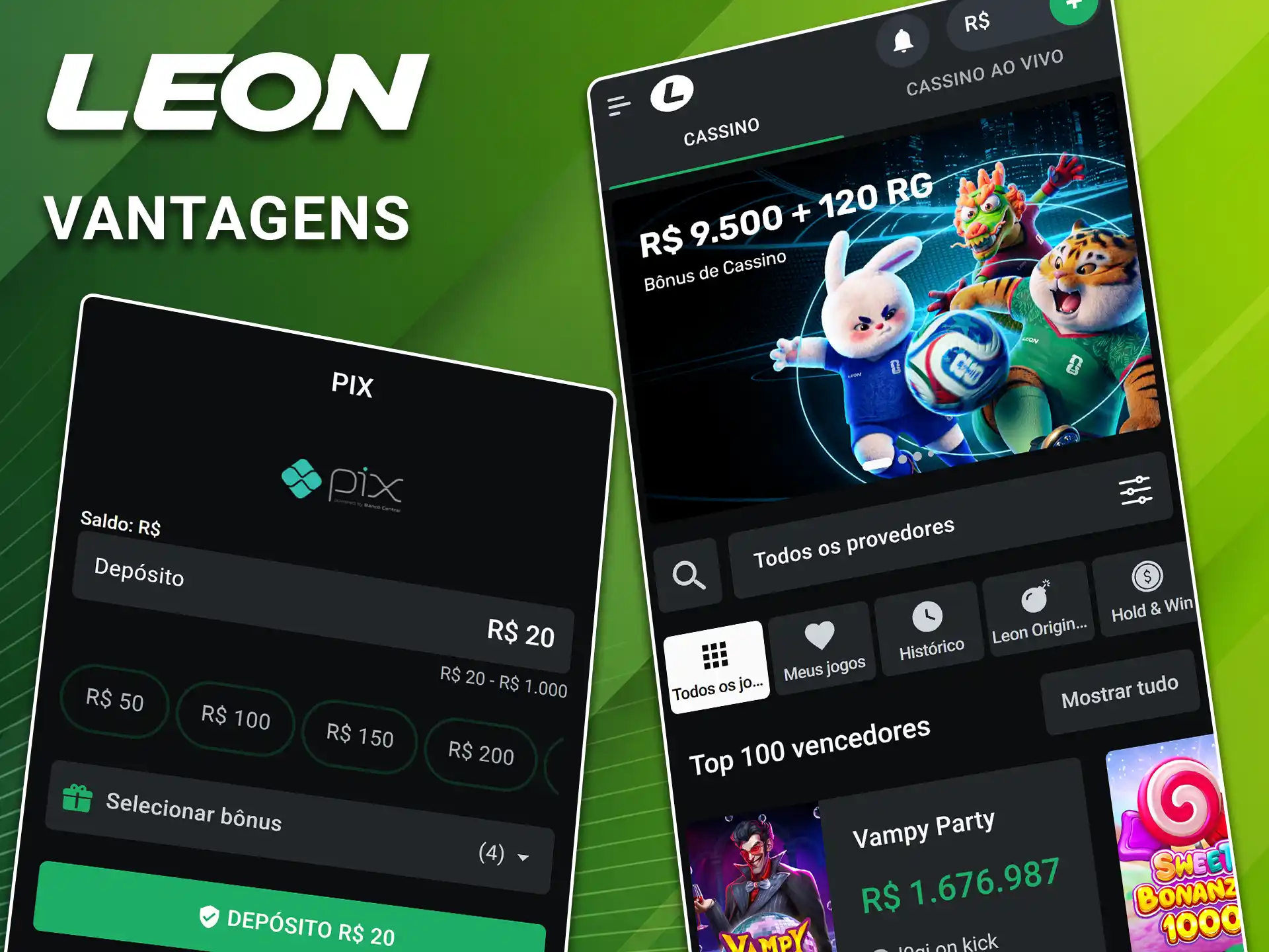 Aproveite o pacote de boas-vindas e conheça as vantagens para novos jogadores registrados na LeonBet.