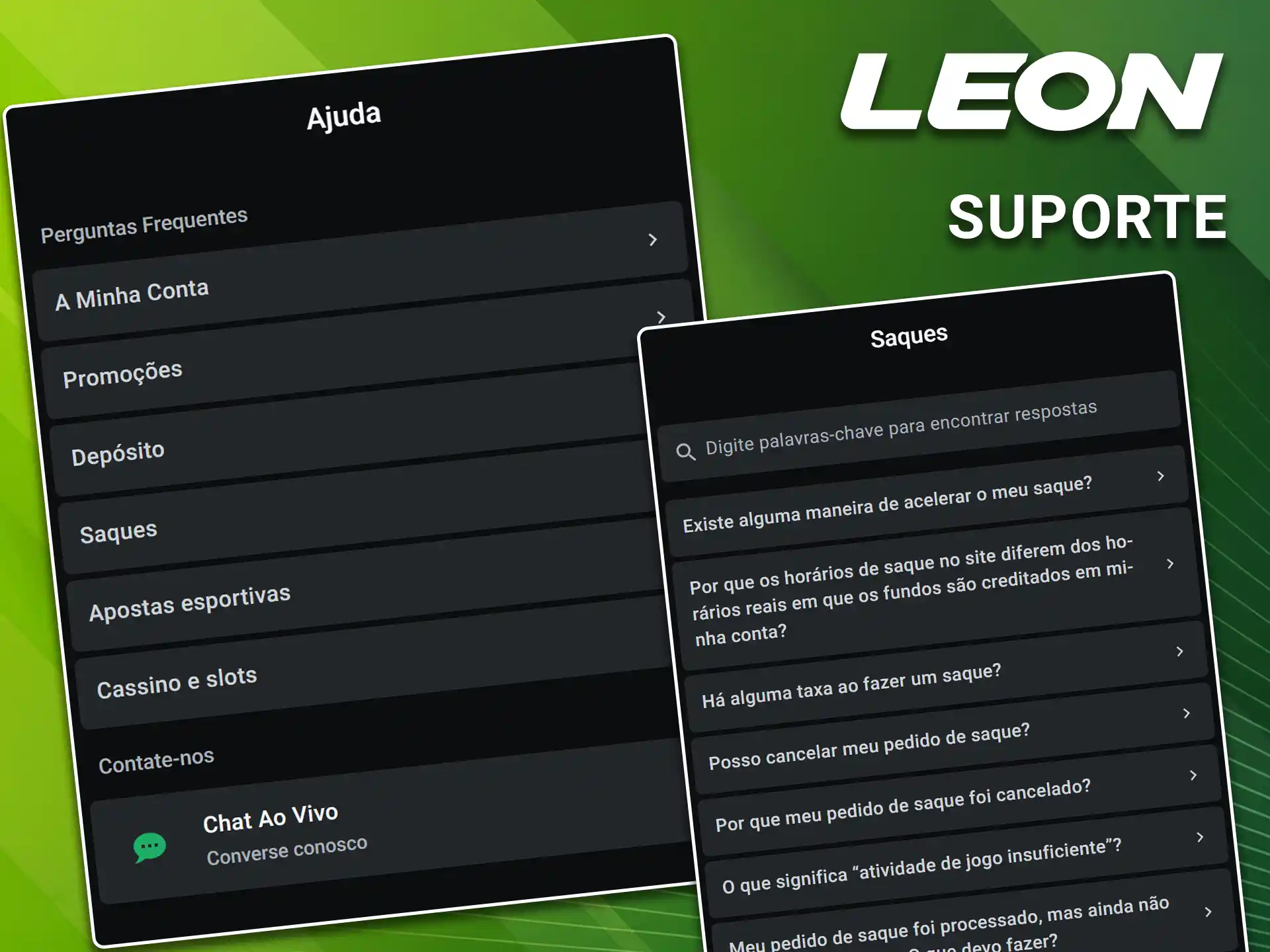 Entre em contato com a equipe de suporte 24 horas da LeonBet.